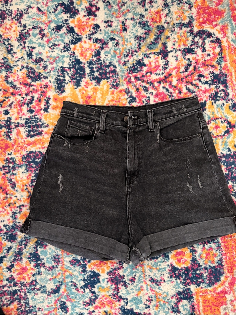 BDG Black High-Rise Rolled Hem Denim Shorts